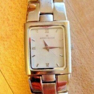 Anne Klein square face stainless steel watch silver tone Bracelet Band Quartz